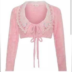 For Love & Lemons Sweet Cherry Fuzzy Cardigan Size XS